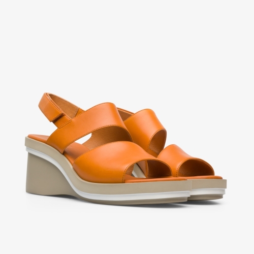 Camper Kyra Wedge Sandals Dark Orange - Womens Singapore IGYNWO-007